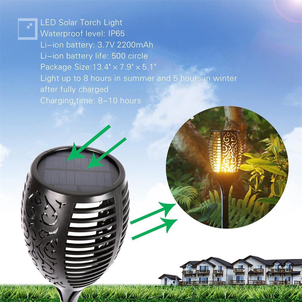 Solar Flame Torch Garden LED Lamp
