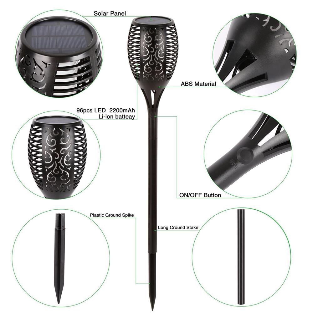 Solar Flame Torch Garden LED Lamp