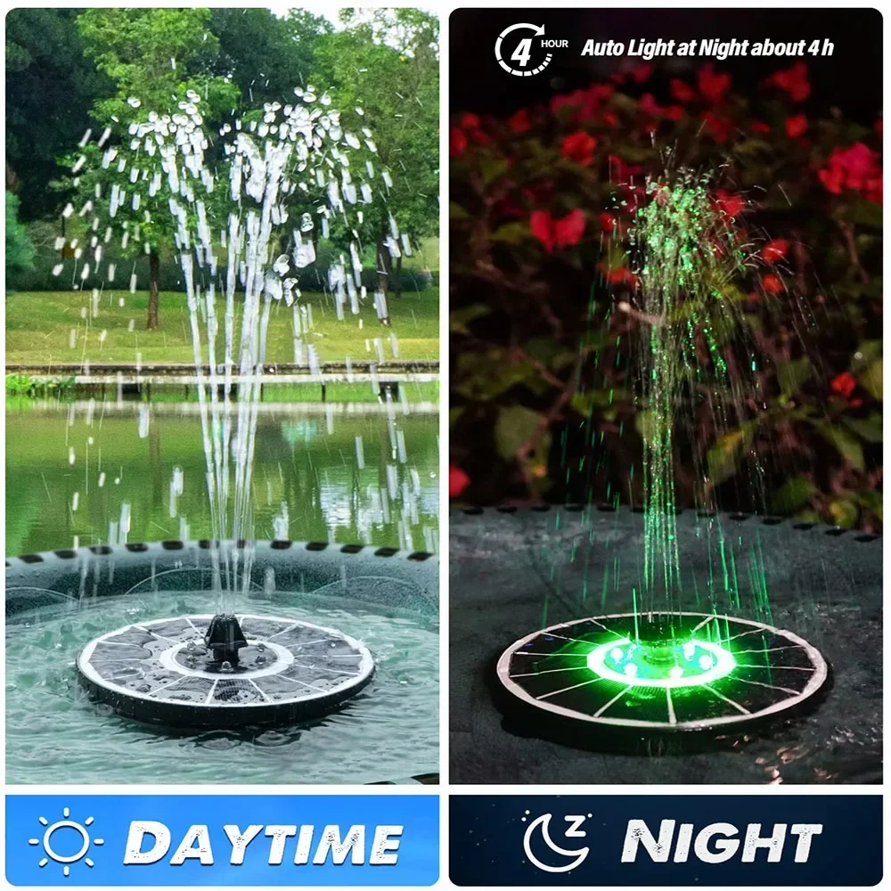 Solar Fountain Pump for Bird Bath with Lights,3.5W Solar Water Fountain with 2200 mAh Battery,6 Nozzles for Solar Fountain Pump for Bird Bath with Lights,3.5W Solar Water Fountain with 2200 mAh Battery,6 Nozzles for
