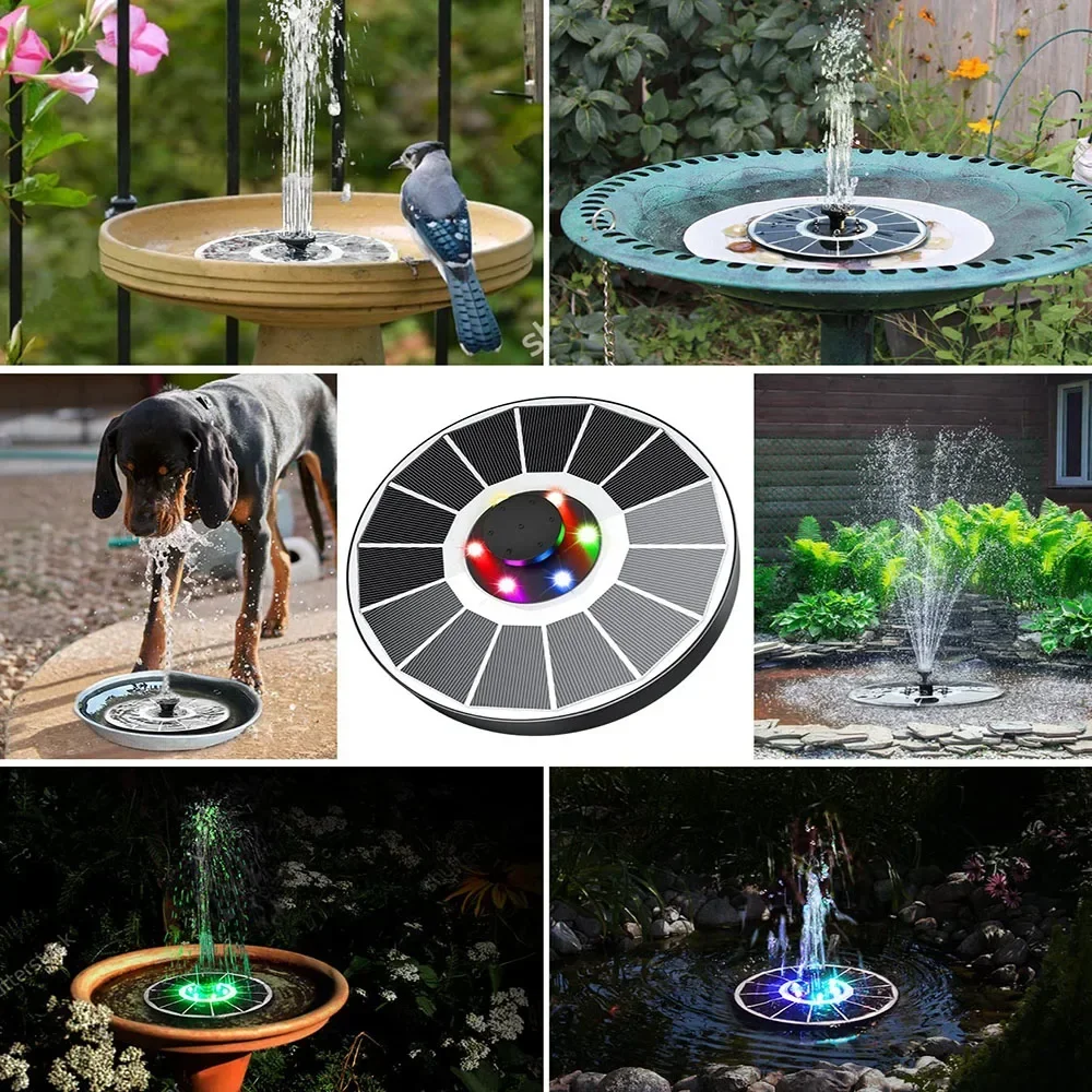 Solar Fountain Pump for Bird Bath with Lights,3.5W Solar Water Fountain with 2200 mAh Battery,6 Nozzles for Solar Fountain Pump for Bird Bath with Lights,3.5W Solar Water Fountain with 2200 mAh Battery,6 Nozzles for