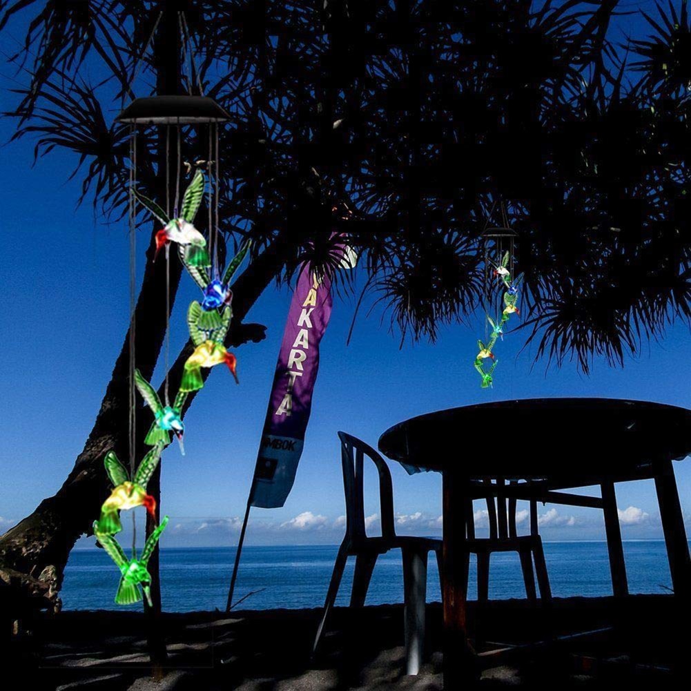 Solar Hummingbird Wind Chimes LED