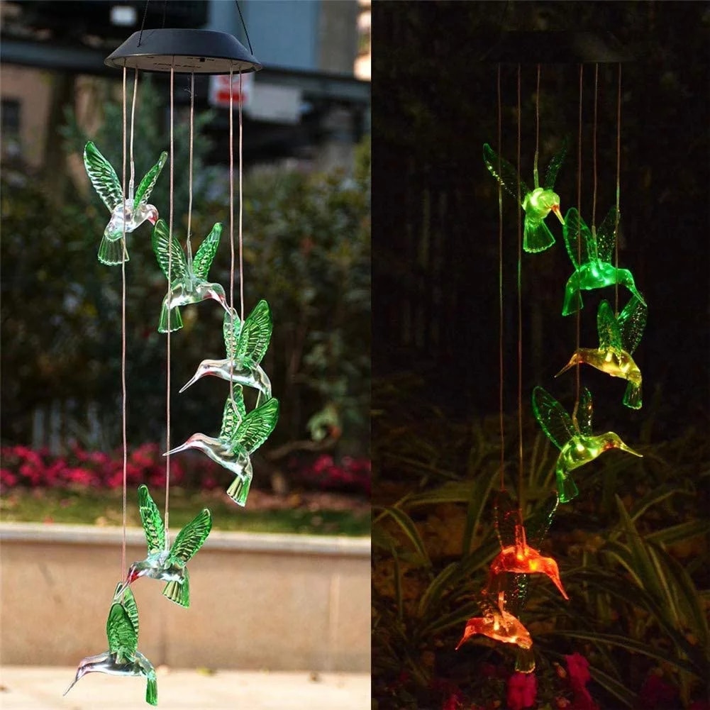 Solar Hummingbird Wind Chimes LED