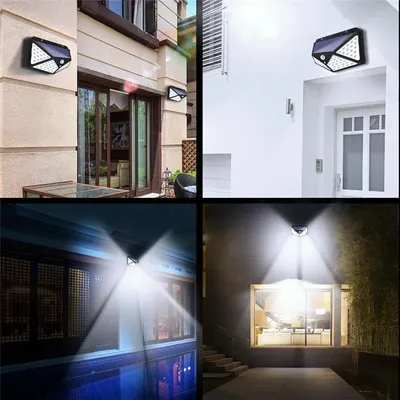 Solar Lights Outdoor 100LED Wall Lamp Motion Sensor Security Lights 270° Lighting Angle Bright for Backyard Garden Patio