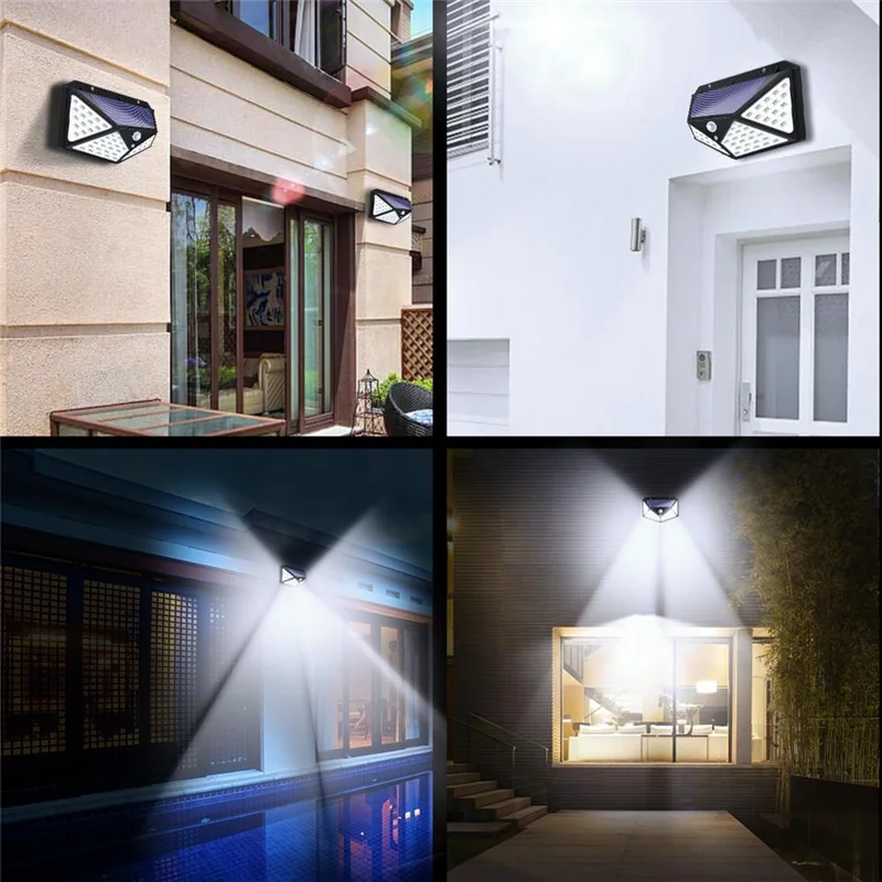 Solar Lights Outdoor 100LED Wall Lamp Motion Sensor Security Lights 270° Lighting Angle Bright for Backyard Garden Patio Solar Lights Outdoor 100LED Wall Lamp Motion Sensor Security Lights 270° Lighting Angle Bright for Backyard Garden Patio