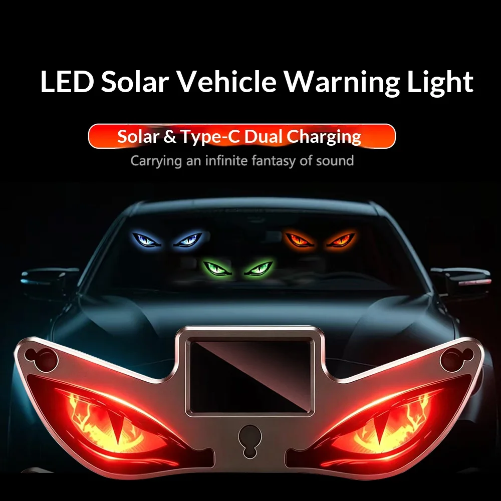 Solar Powered Car Neon Light Wireless Cool DEMON EYE Led Ambient Light Suction Cup USB Rechargeable Atmosphere Solar Powered Car Neon Light Wireless Cool DEMON EYE Led Ambient Light Suction Cup USB Rechargeable Atmosphere