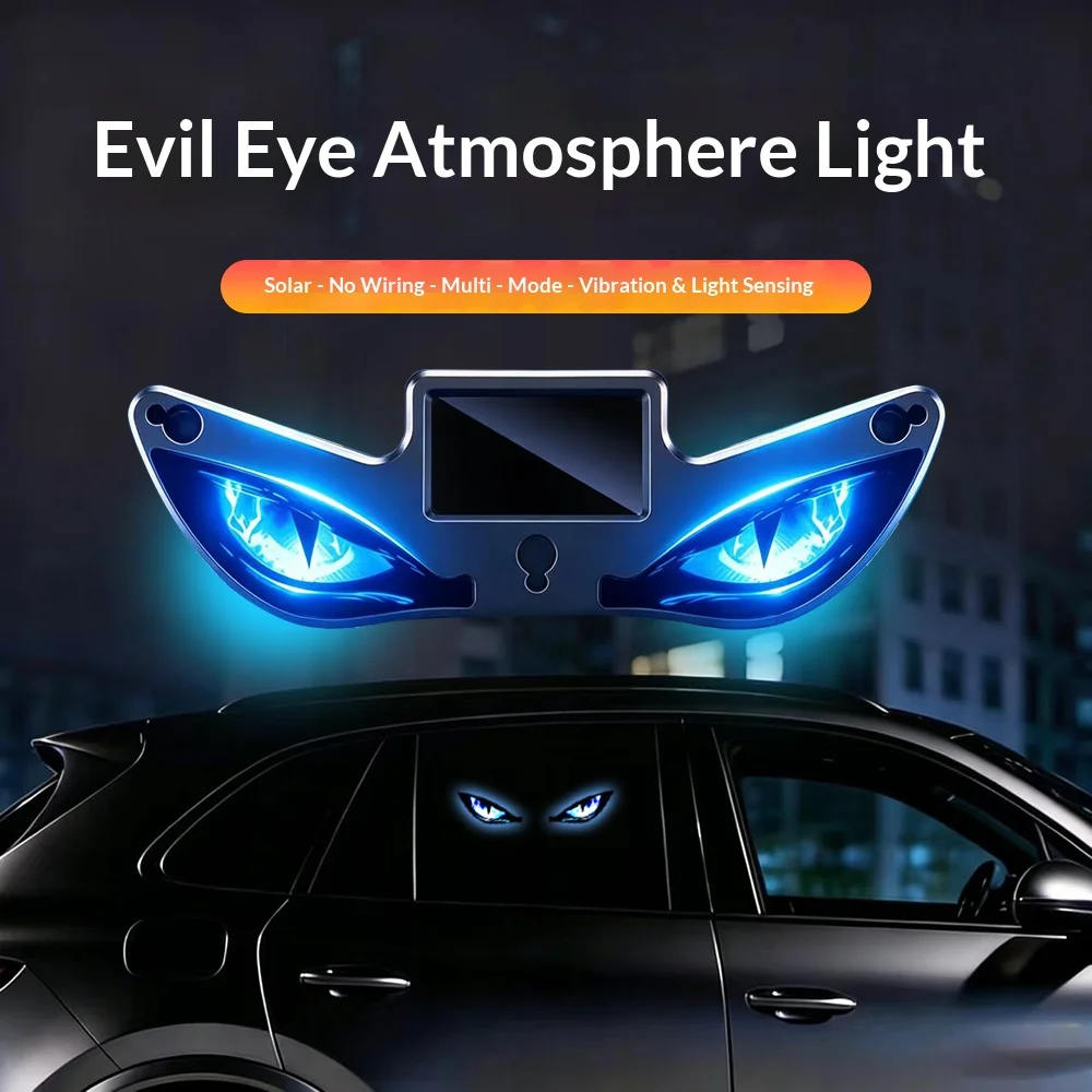 Solar Powered Car Neon Light Wireless Cool DEMON EYE Led Ambient Light Suction Cup USB Rechargeable Atmosphere Solar Powered Car Neon Light Wireless Cool DEMON EYE Led Ambient Light Suction Cup USB Rechargeable Atmosphere