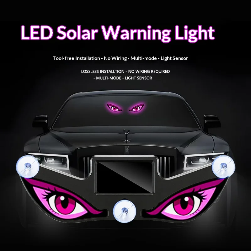 Solar Powered Car Neon Light Wireless Cool DEMON EYE Led Ambient Light Suction Cup USB Rechargeable Atmosphere Solar Powered Car Neon Light Wireless Cool DEMON EYE Led Ambient Light Suction Cup USB Rechargeable Atmosphere