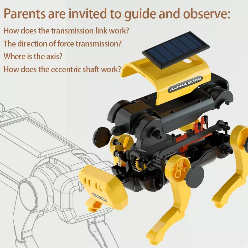 Solar Powered Electric Mechanical Dog Robot Science Technolog Educational Diy Assembly Toys Kids Intellectual