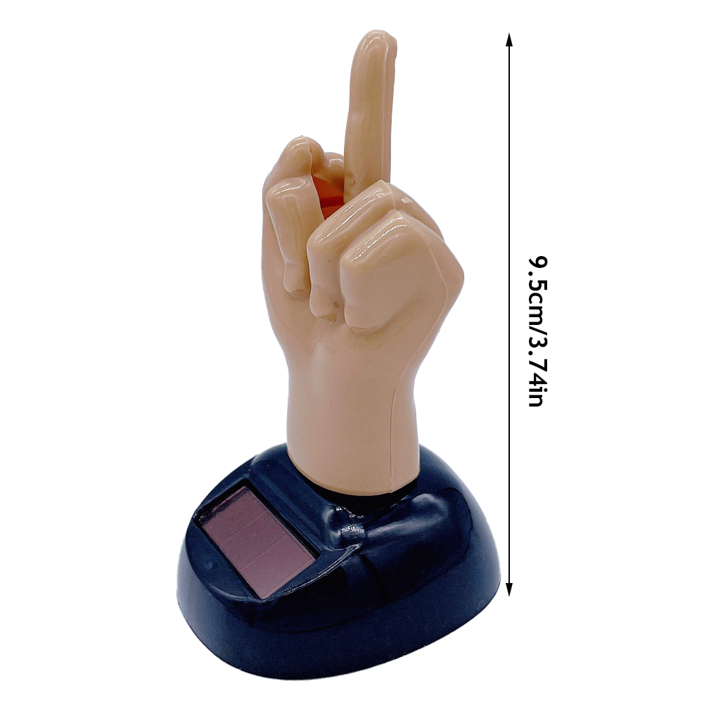 Solar Powered Mid Finger Shaking Toy Car Dashboard Dancing Figure Toy Brown Creative Car Bobbleheads Decorative Ornament