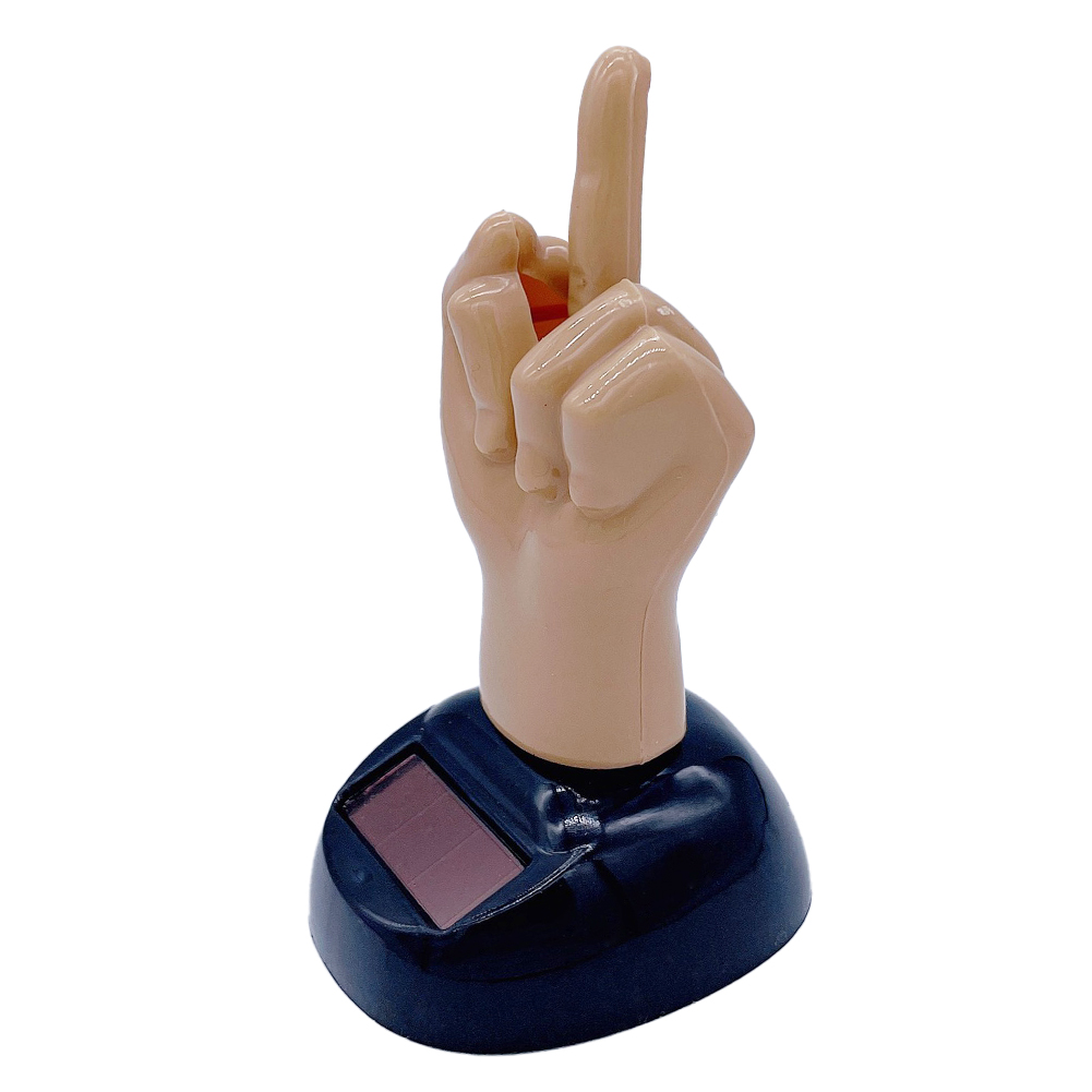 Solar Powered Mid Finger Shaking Toy Car Dashboard Dancing Figure Toy Brown Creative Car Bobbleheads Decorative Ornament