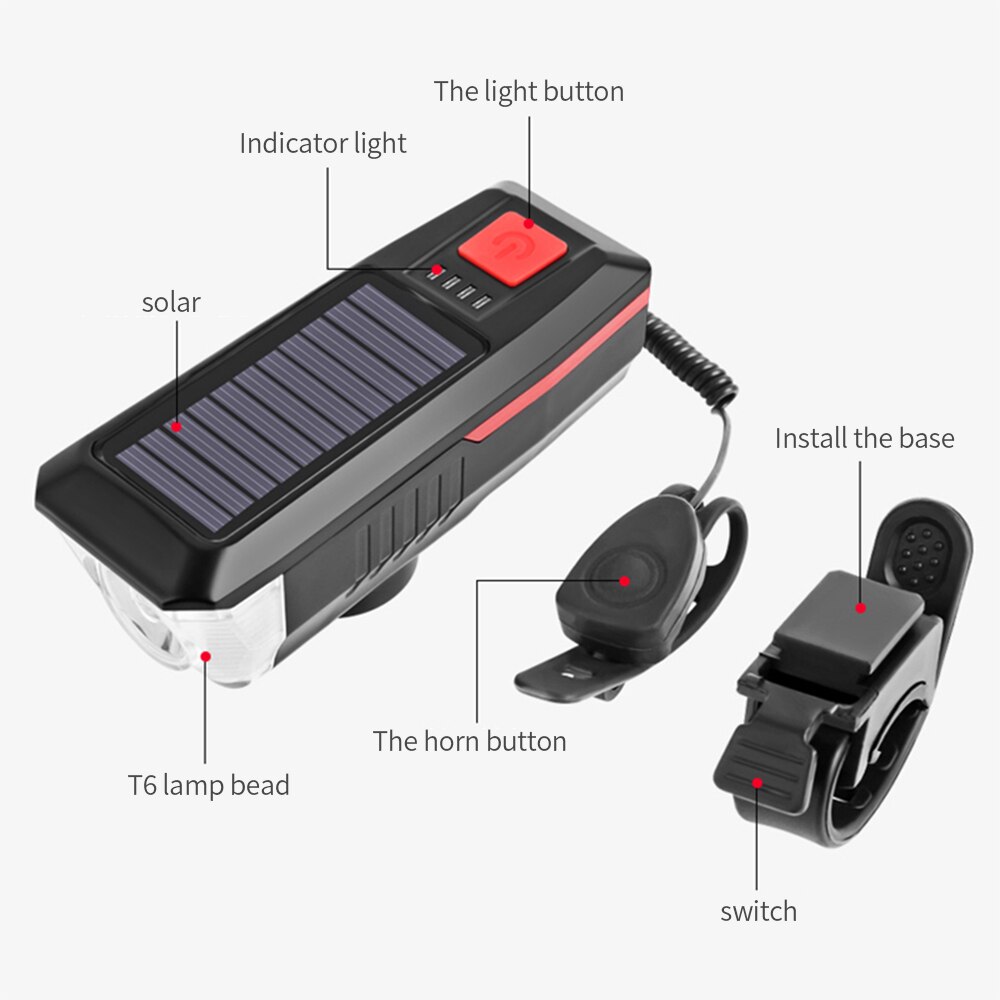 Solar Rechargeable Bicycle Front Light with Horn Solar Rechargeable Bicycle Front Light with Horn
