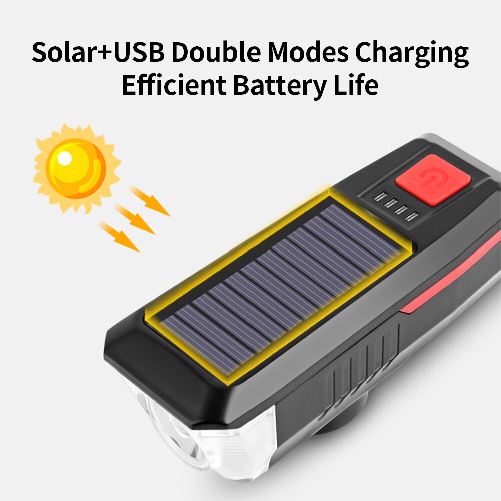 Solar Rechargeable Bicycle Front Light with Horn Solar Rechargeable Bicycle Front Light with Horn
