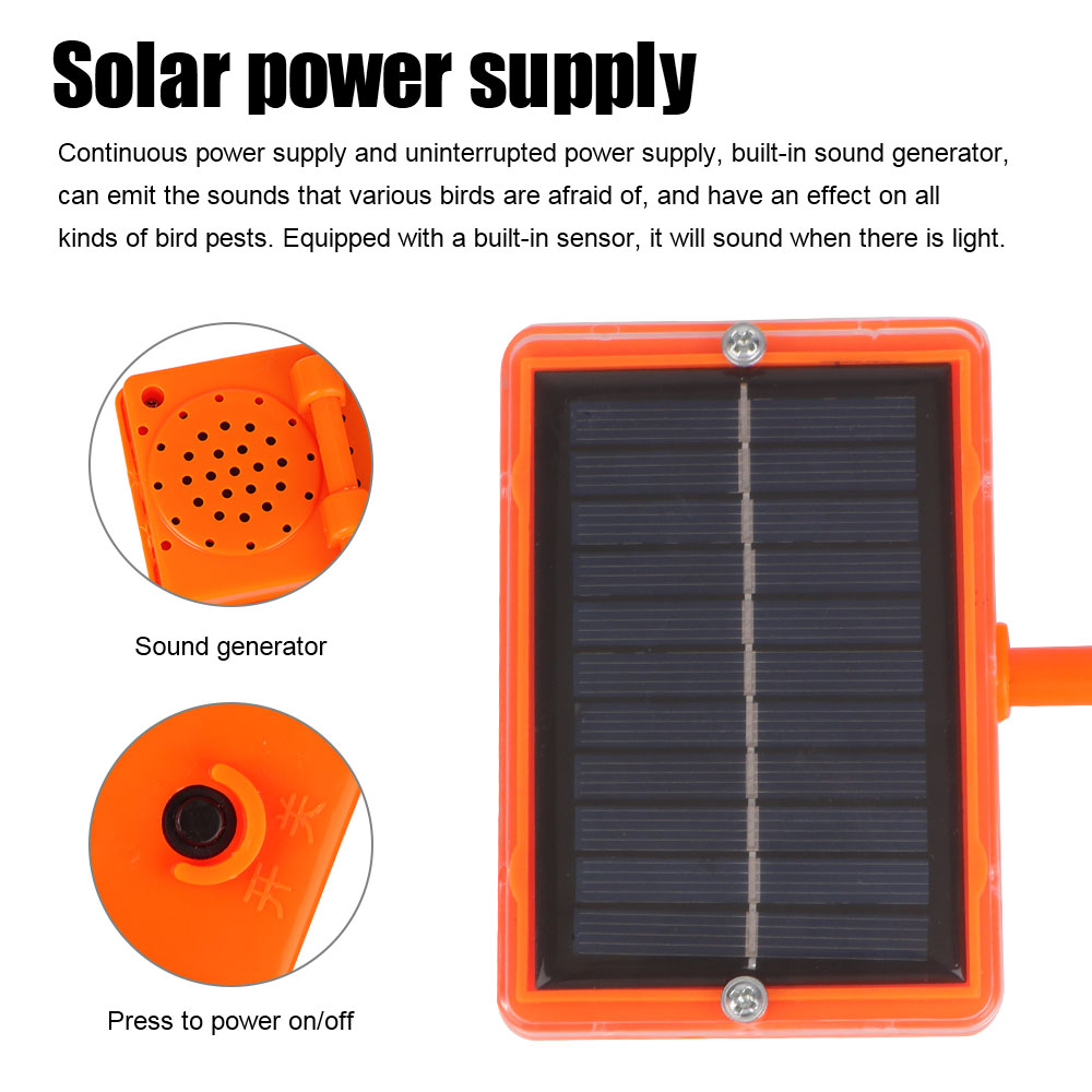 Solar Reflective Bird Repeller Voice Bird Repellent Driving Device for Outdoor Garden 360° Wind Power Ultrasonic Birds