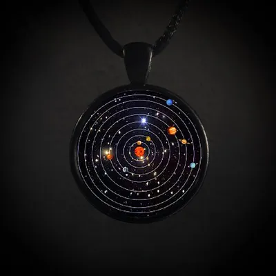 Solar System Planet Galaxy Cabochon Glass Cosmic Pattern Pendant Necklace Chain Man Women Necklace Classic Jewelry