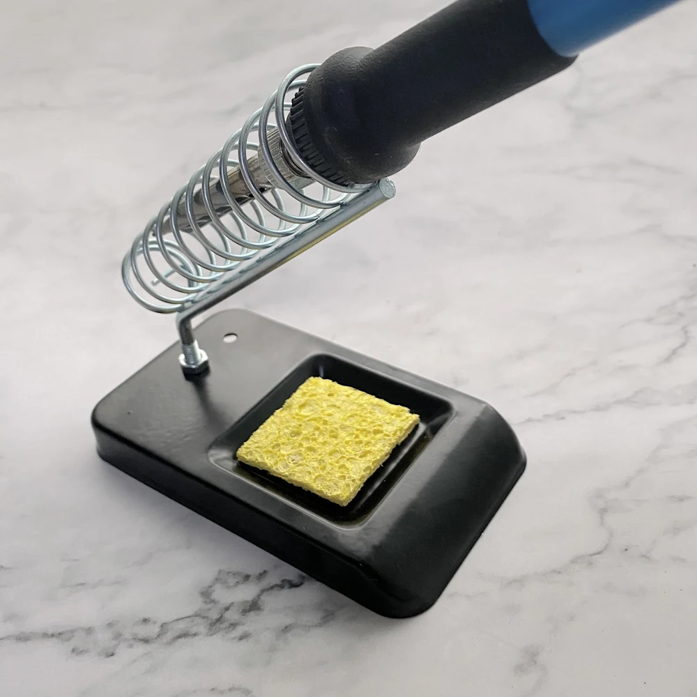 Soldering Iron Stand Portable Holder Soldering Tin Stand with Welding Cleaning Sponge Electric Soldering Iron