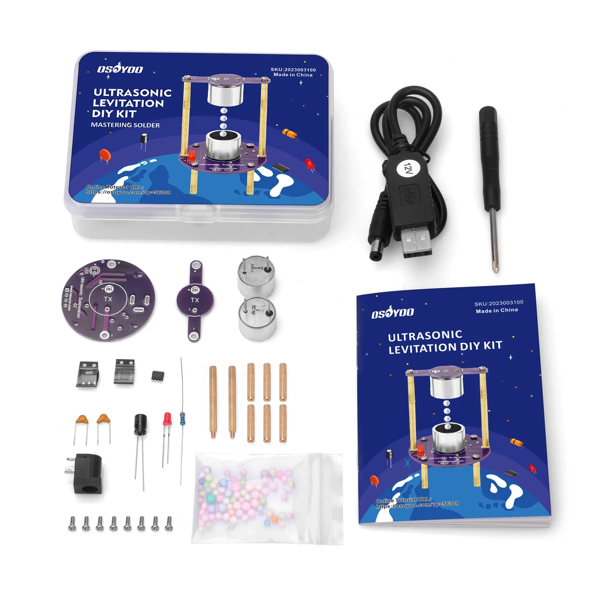 Soldering Practice kit To DIY Ultrasonic Levitation Project With USB Cable for Learning Solder Beginner Adults Soldering Practice kit To DIY Ultrasonic Levitation Project With USB Cable for Learning Solder Beginner Adults
