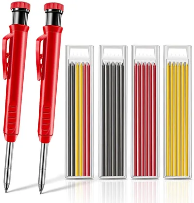 Solid Carpenter Pencil Set Woodworking Tools Mechanical Pencil Refill Construction Job Tools Carpentry Marking Scriber Solid Carpenter Pencil Set Woodworking Tools Mechanical Pencil Refill Construction Job Tools Carpentry Marking Scriber