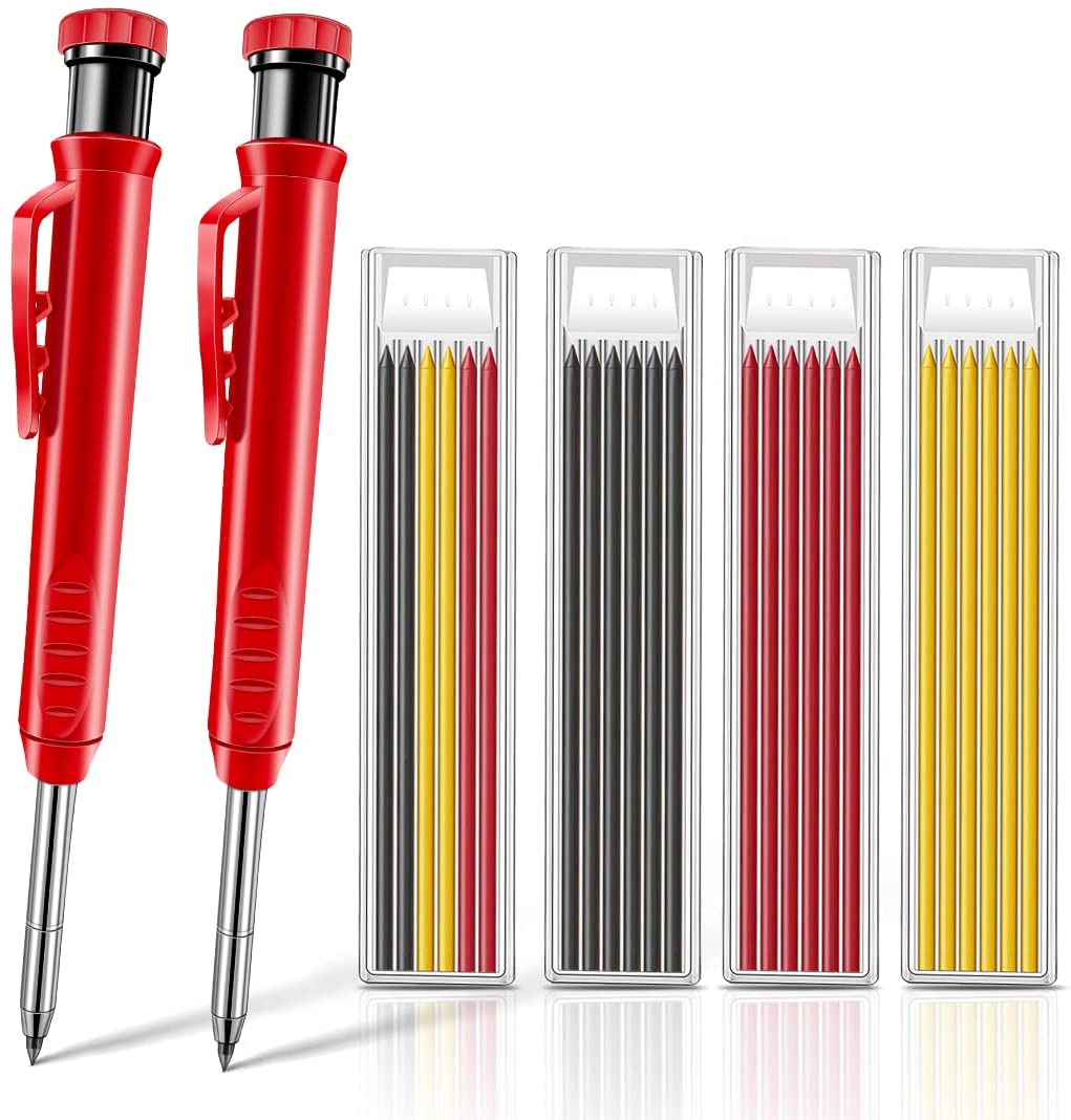 Solid Carpenter Pencil Set Woodworking Tools Mechanical Pencil Refill Construction Job Tools Carpentry Marking Scriber