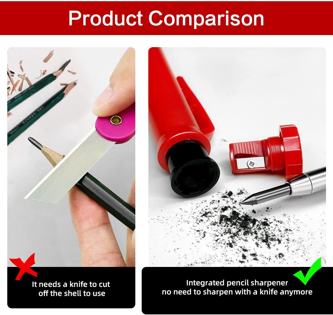 Solid Carpenter Pencil Set Woodworking Tools Mechanical Pencil Refill Construction Job Tools Carpentry Marking Scriber Solid Carpenter Pencil Set Woodworking Tools Mechanical Pencil Refill Construction Job Tools Carpentry Marking Scriber