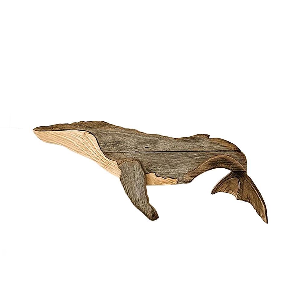 Solid Carving Wooden Whale Wall Decor