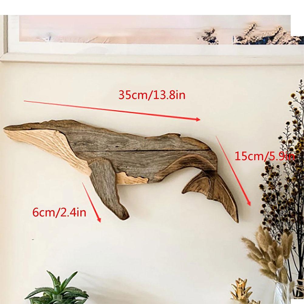Solid Carving Wooden Whale Wall Decor