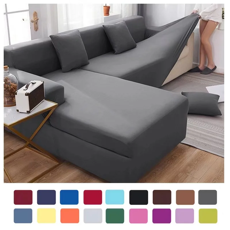 Solid Color 1/2/3/4 Seat Sofa Cover Stretch Milk Silk Fabric Couch Covers for Living Room Sectional Corner Settee