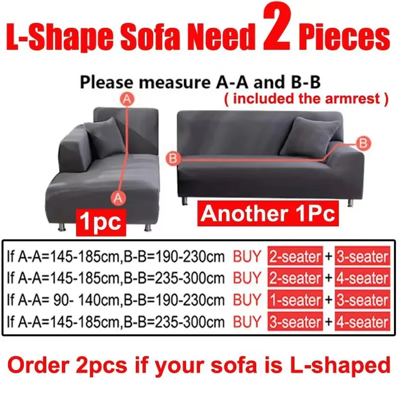 Solid Color 1/2/3/4 Seat Sofa Cover Stretch Milk Silk Fabric Couch Covers for Living Room Sectional Corner Settee