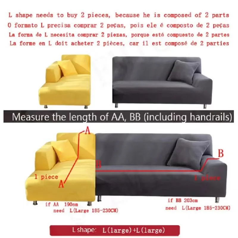 Solid Color 1/2/3/4 Seat Sofa Cover Stretch Milk Silk Fabric Couch Covers for Living Room Sectional Corner Settee