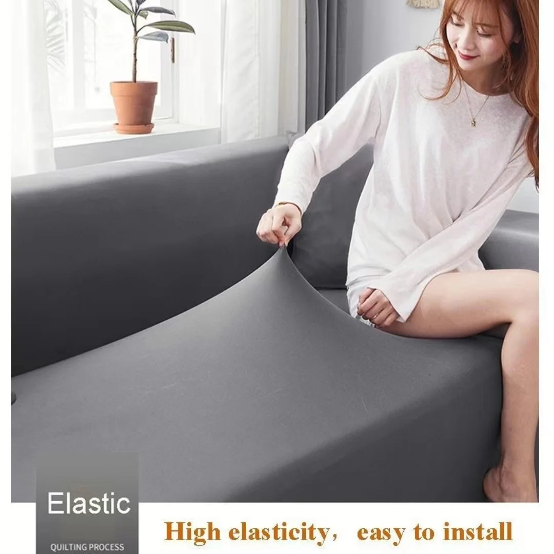 Solid Color 1/2/3/4 Seat Sofa Cover Stretch Milk Silk Fabric Couch Covers for Living Room Sectional Corner Settee