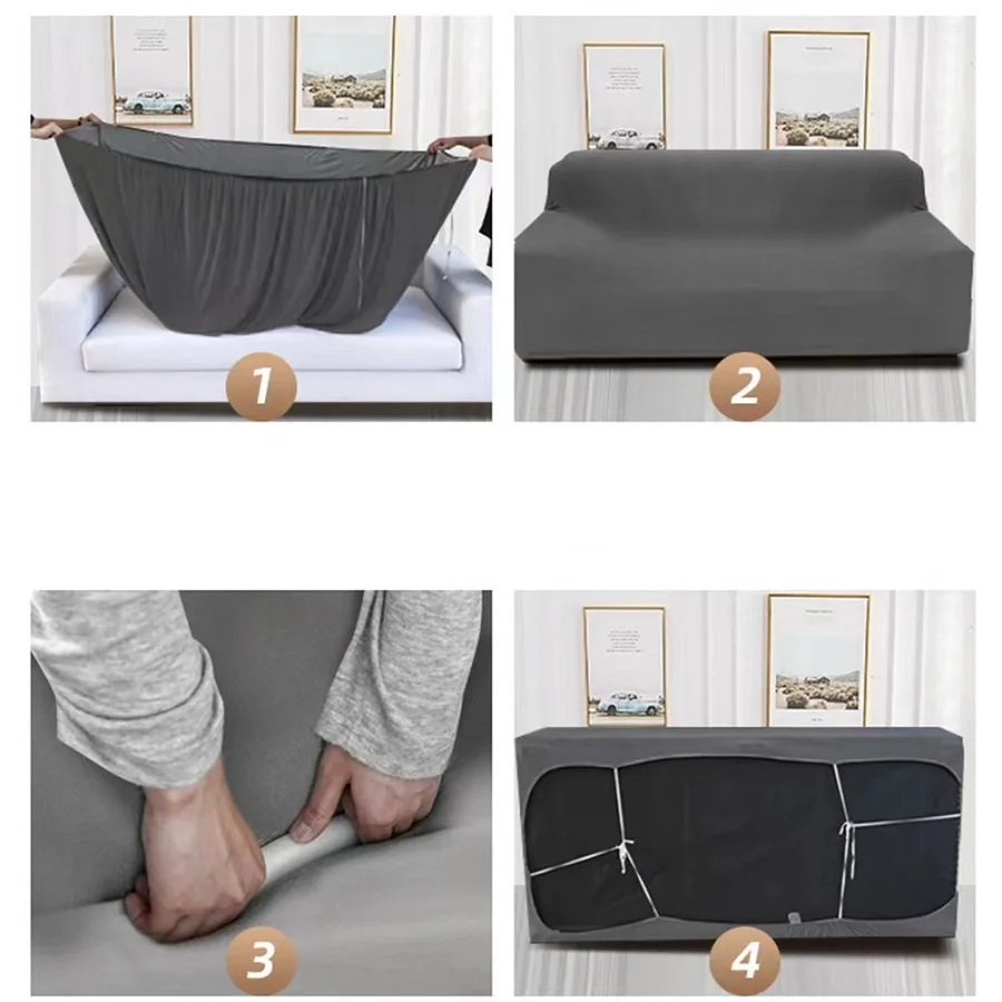 Solid Color 1/2/3/4 Seat Sofa Cover Stretch Milk Silk Fabric Couch Covers for Living Room Sectional Corner Settee