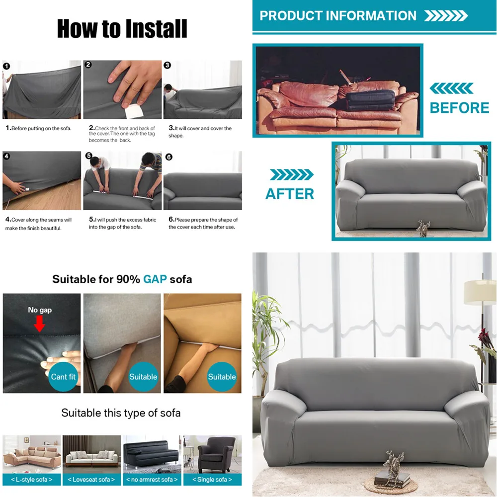 Solid Color Elastic Sofa Covers for Living Room Thicken Sectional Corner Slipcovers Couch Cover L Shape Need Buy 2PCS Solid Color Elastic Sofa Covers for Living Room Thicken Sectional Corner Slipcovers Couch Cover L Shape Need Buy 2PCS