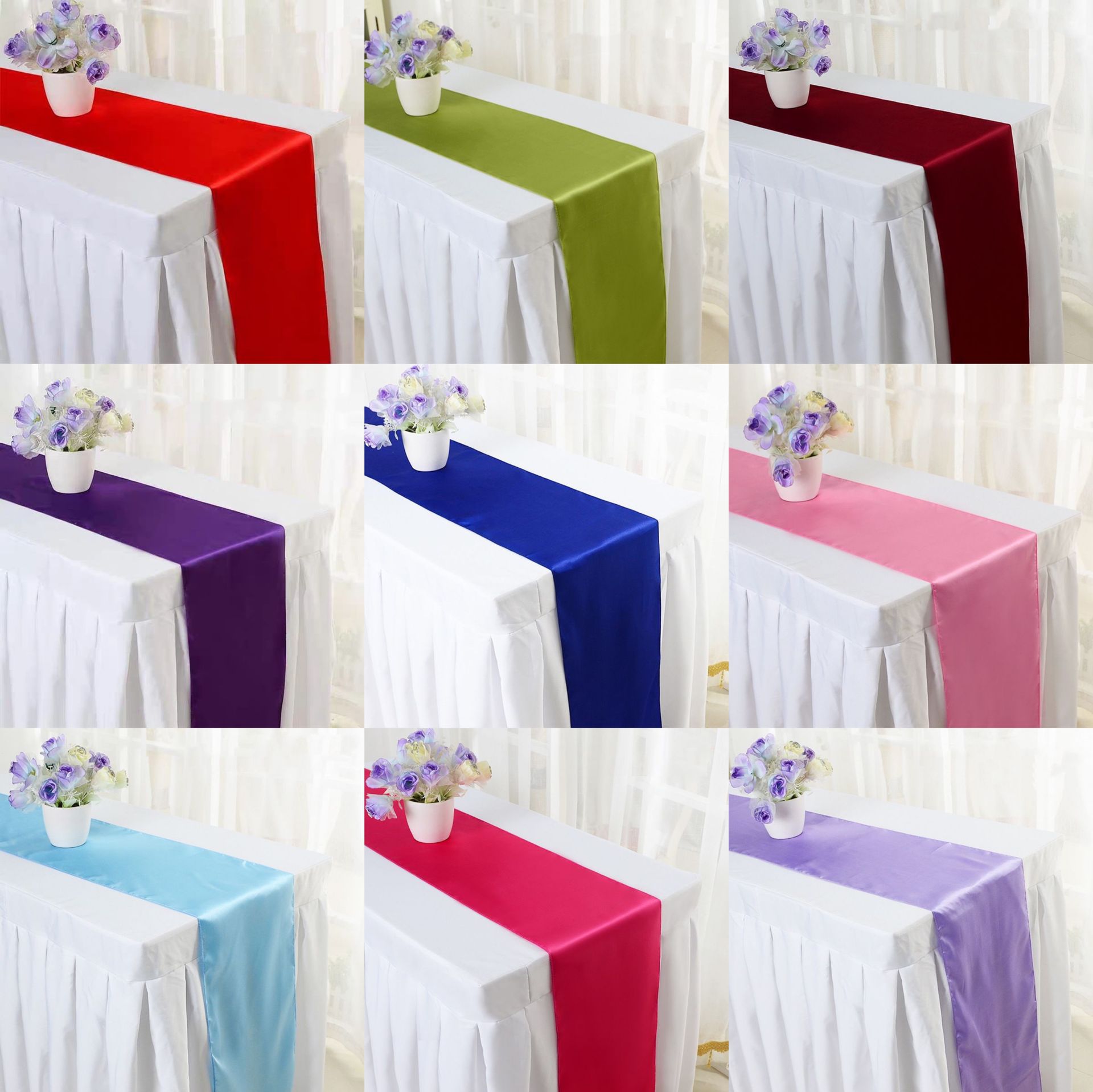 Solid Color Satin Table Runner