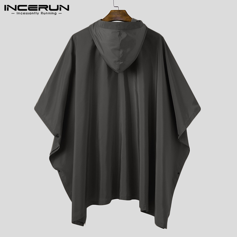 Solid Trench Quick Dry Hooded Loose Ponchos Pockets Casual Outdoor Cloak Irregular Coats Not Raincoats