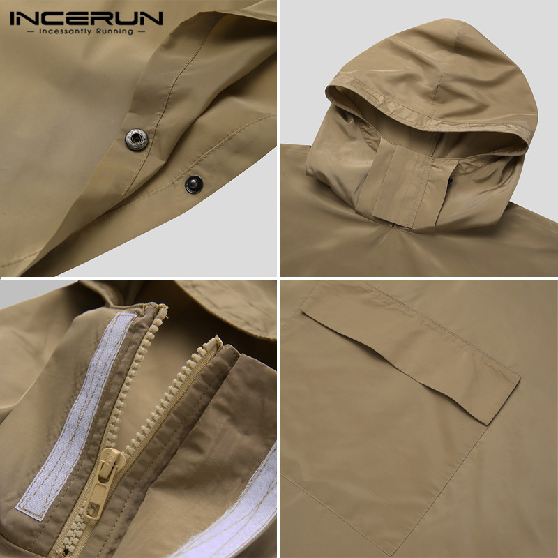 Solid Trench Quick Dry Hooded Loose Ponchos Pockets Casual Outdoor Cloak Irregular Coats Not Raincoats