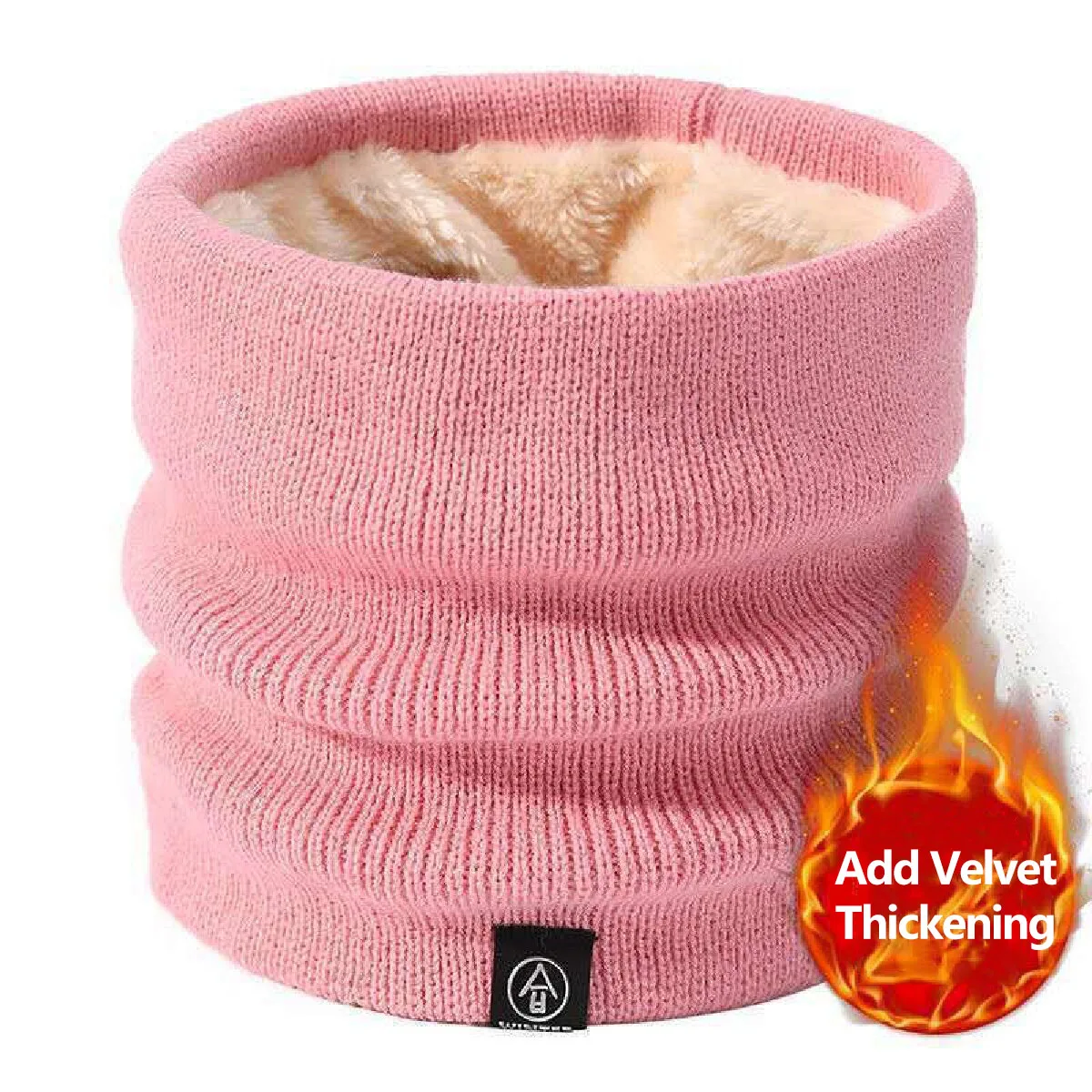 Solid Winter Plush Muffler Woolen Knitting for Women Fleece Ring Bandana Scarf Neck Warmer Buff Thick Cashmere Headband