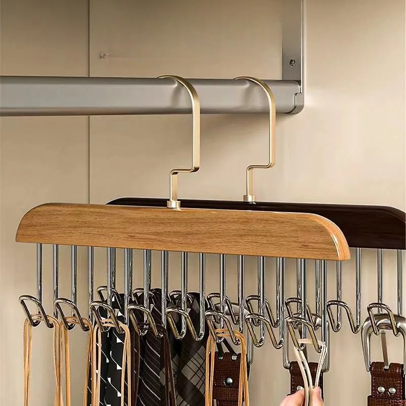Solid Wood Clothes Drying Rack 8 Hooks Multi Purpose Clothes And Pants Hooks Portable Home Apartment Clothes Hanger