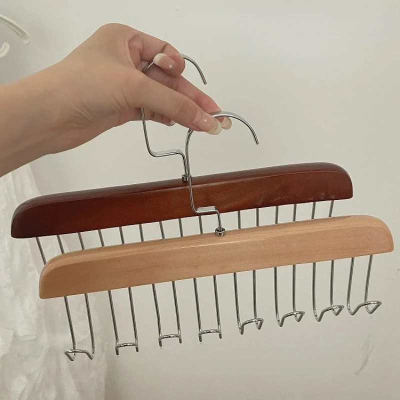 Solid Wood Clothes Drying Rack 8 Hooks Multi Purpose Clothes And Pants Hooks Portable Home Apartment Clothes Hanger