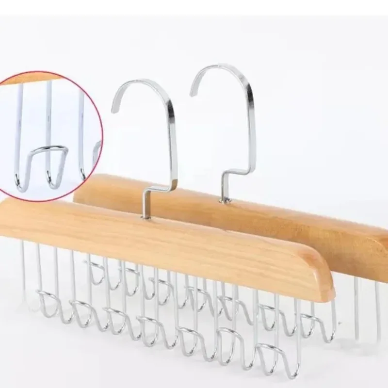 Solid Wood Clothes Drying Rack 8 Hooks Multi Purpose Clothes And Pants Hooks Portable Home Apartment Clothes Hanger