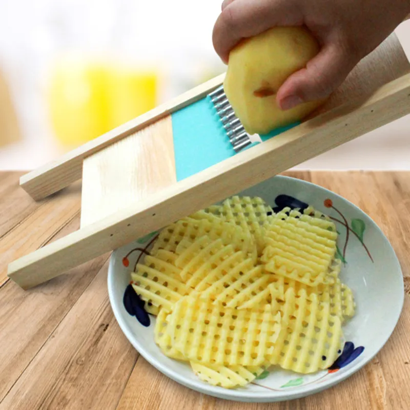 Solid Wood Potato Grid Slicer Vegetable Grater Corrugated Net Chopper Cutter Wave Knife Chipper Salad Kitchen Tool Solid Wood Potato Grid Slicer Vegetable Grater Corrugated Net Chopper Cutter Wave Knife Chipper Salad Kitchen Tool