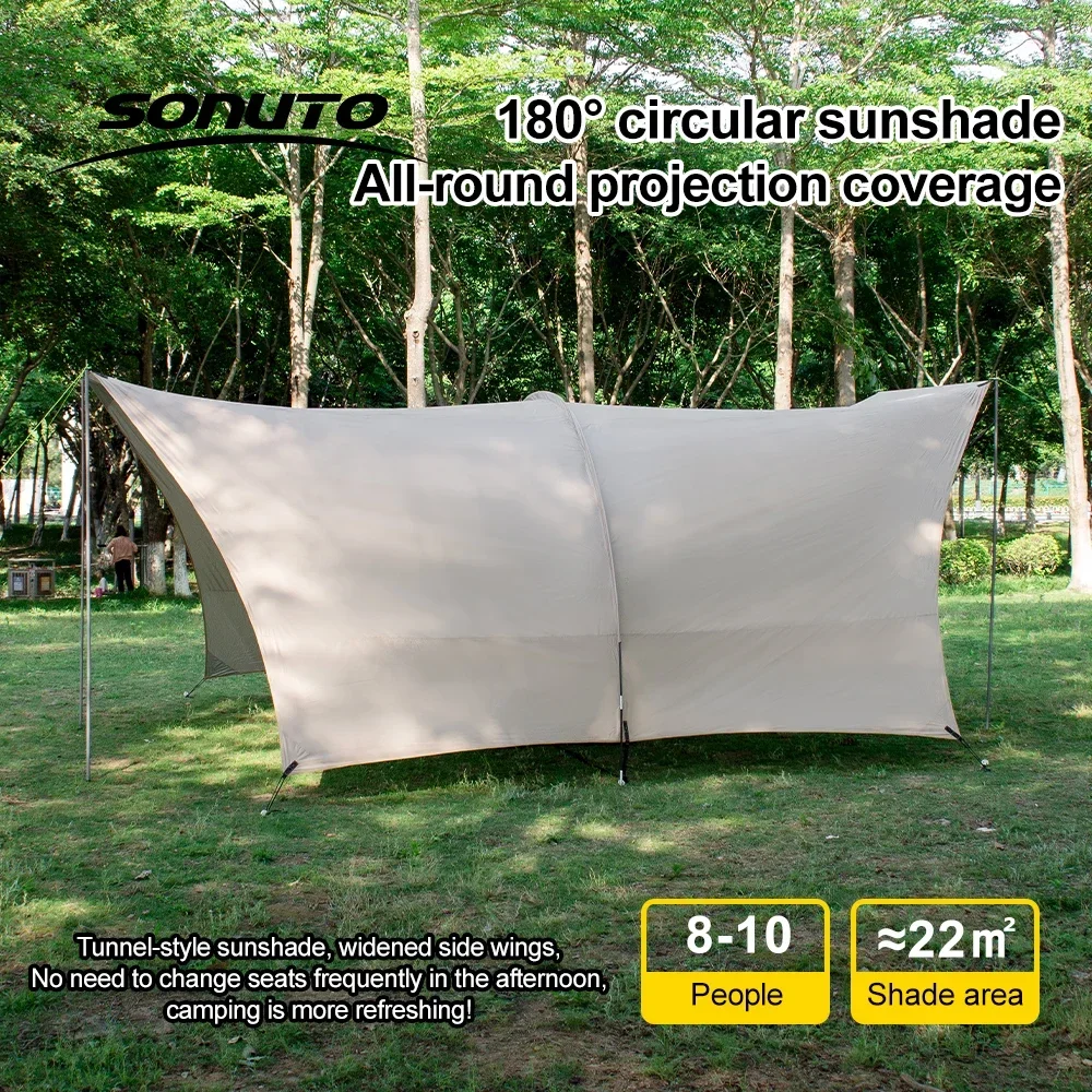 Sonuto 8-14P Car Awning Tent 210D Waterproof Windproof UV Sun Shelter Anti-Mosquito Beach Camping Tent Portable for
