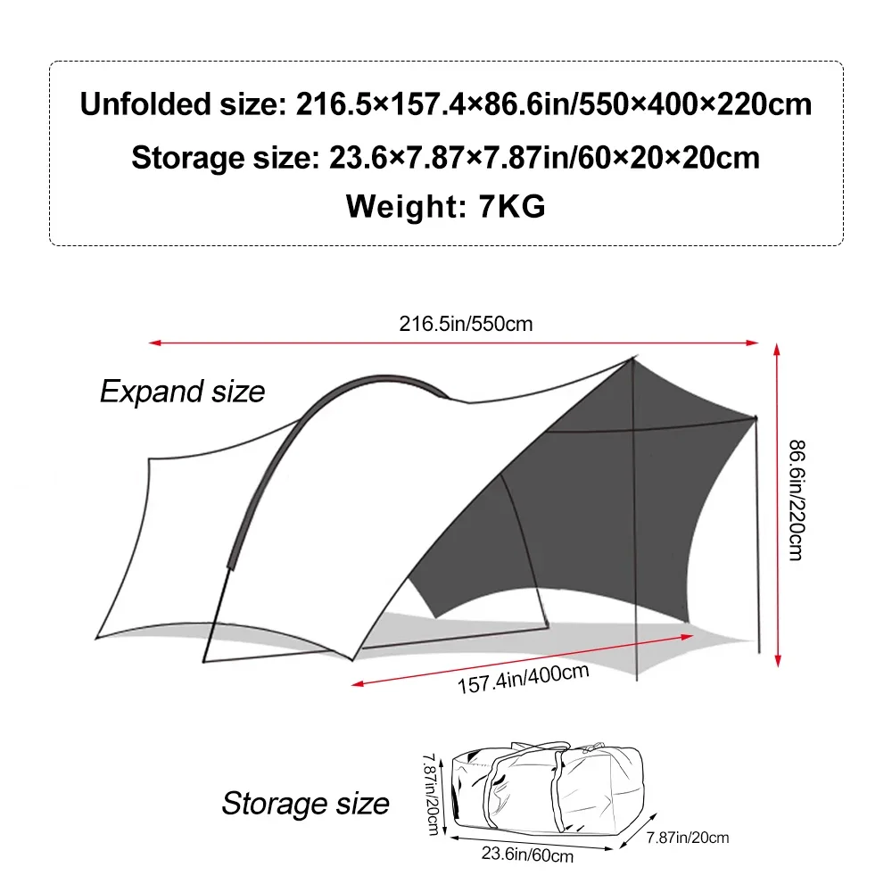Sonuto 8-14P Car Awning Tent 210D Waterproof Windproof UV Sun Shelter Anti-Mosquito Beach Camping Tent Portable for