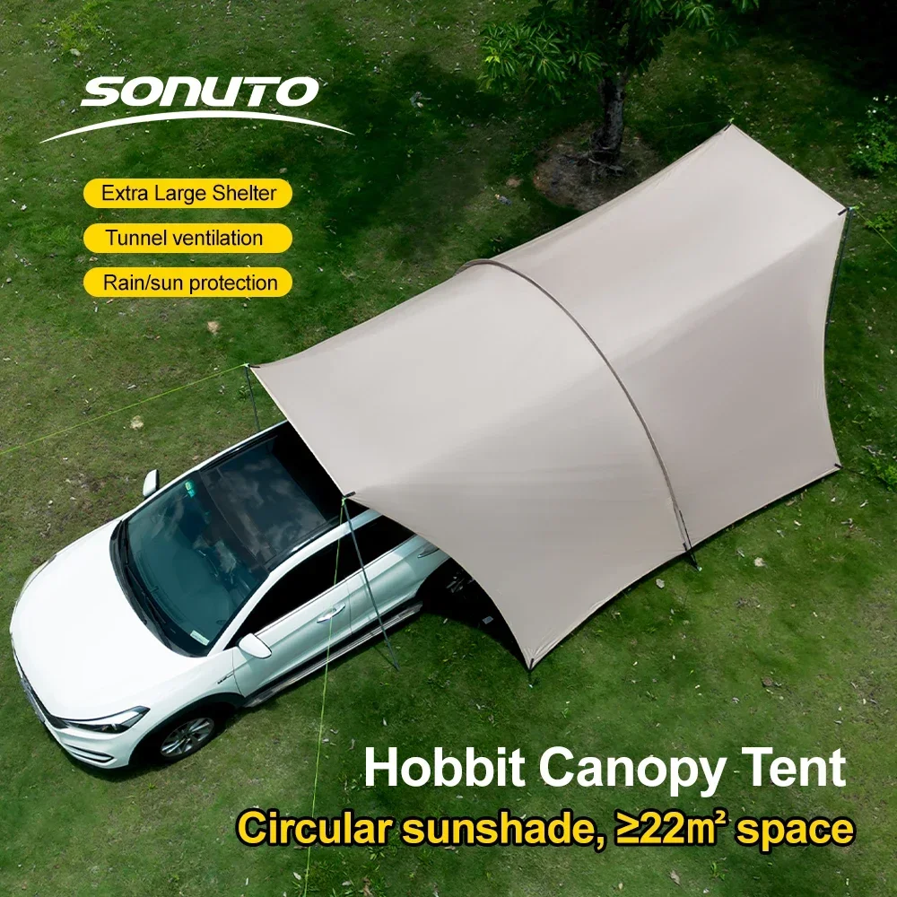 Sonuto 8-14P Car Awning Tent 210D Waterproof Windproof UV Sun Shelter Anti-Mosquito Beach Camping Tent Portable for