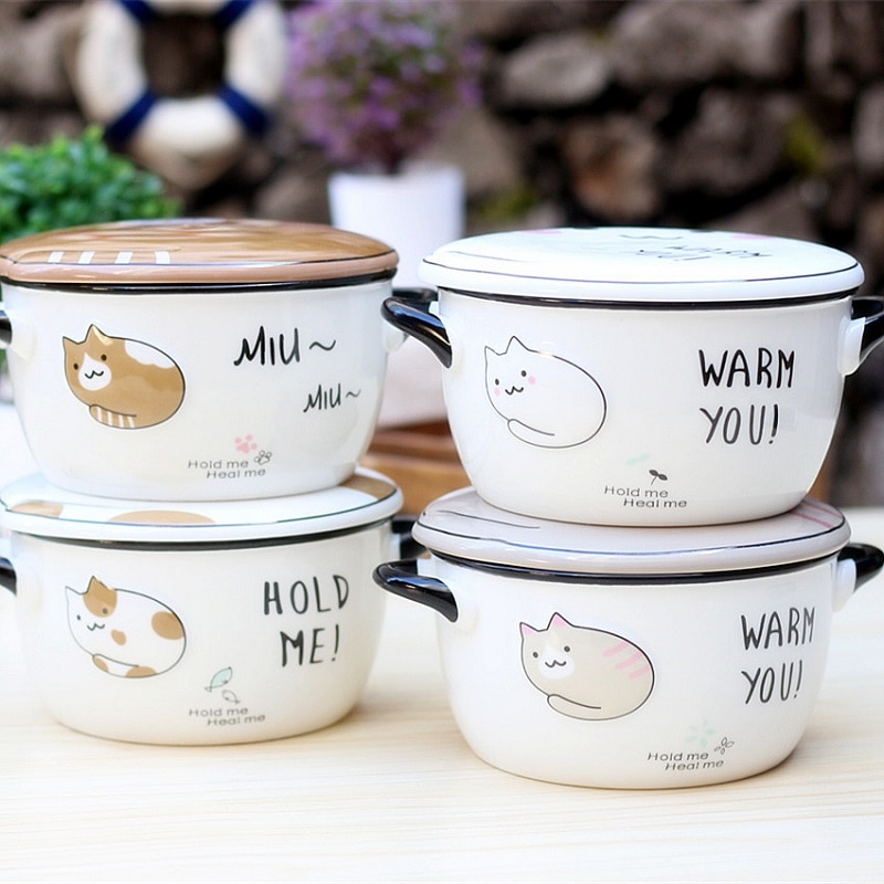Soup Bowl Cartoon Cat Design Soup Bowl Cartoon Cat Design