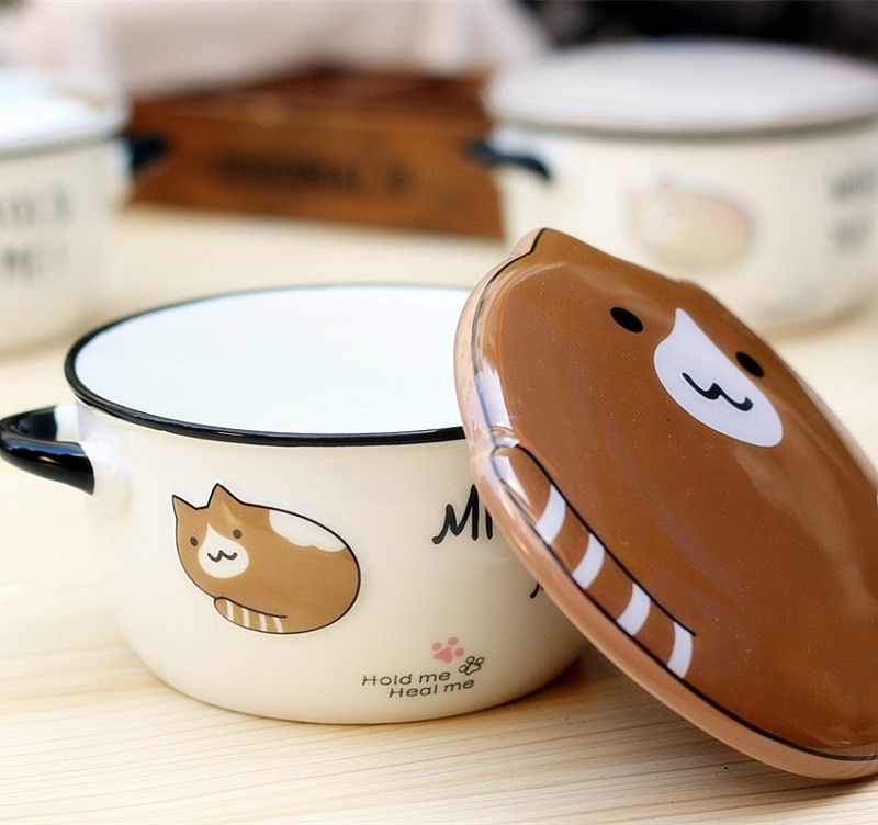 Soup Bowl Cartoon Cat Design Soup Bowl Cartoon Cat Design