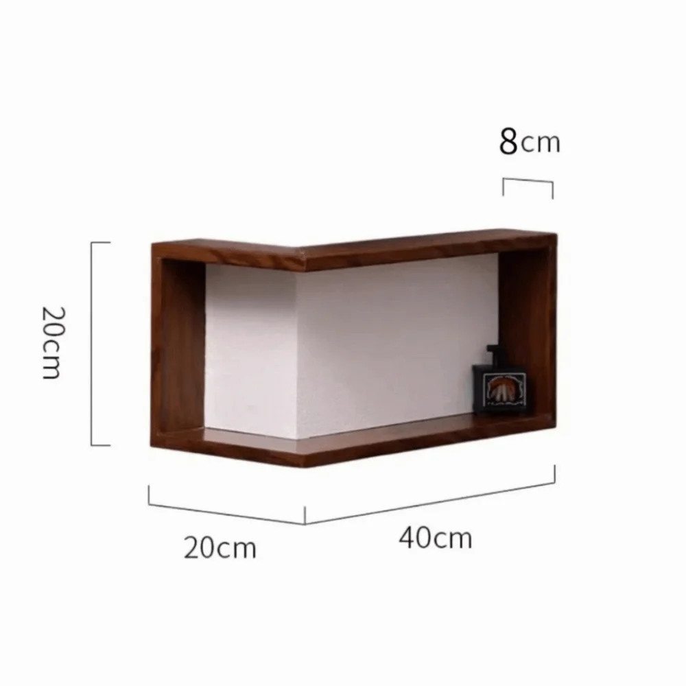 Space Saving 90 Degree Corner Wall Shelf Floating Shelf Suspended Corner Bookshelf Wall Mounted Wooden Display Shelf