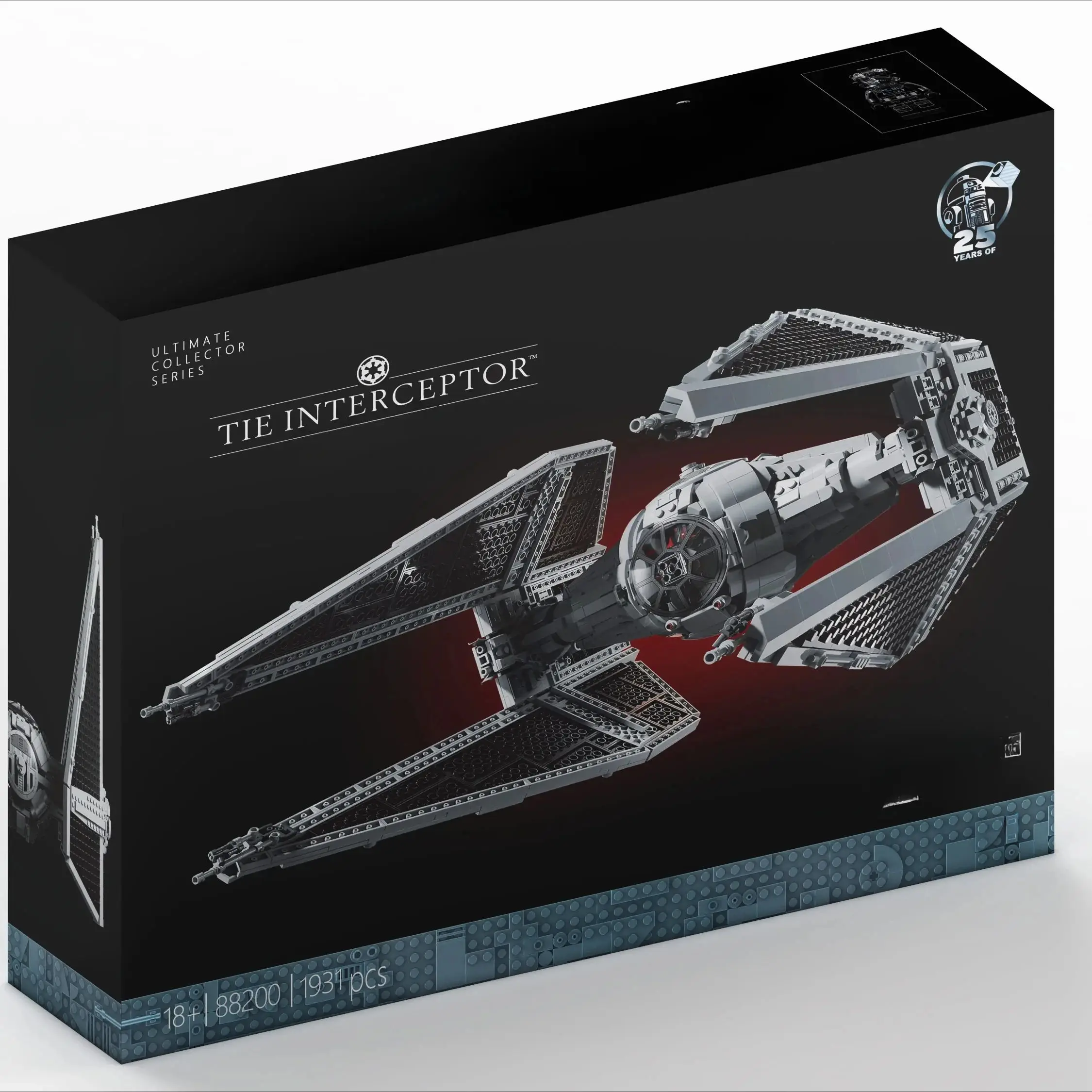 Spaceship MOC TIE Interceptors Building Blocks Modified from Imperial Fighters Model 75382 Assembly Bricks Toys Gift