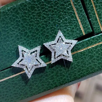 Sparkling Ladies Star Stud Earrings