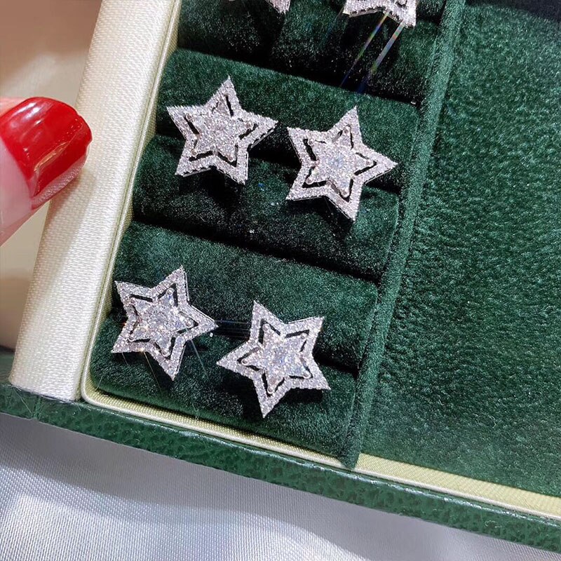 Sparkling Ladies Star Stud Earrings