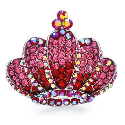Sparkling Rhinestone Crown Brooch Pin