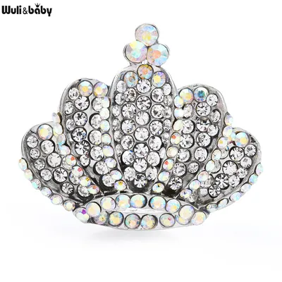 Sparkling Rhinestone Crown Brooch Pin